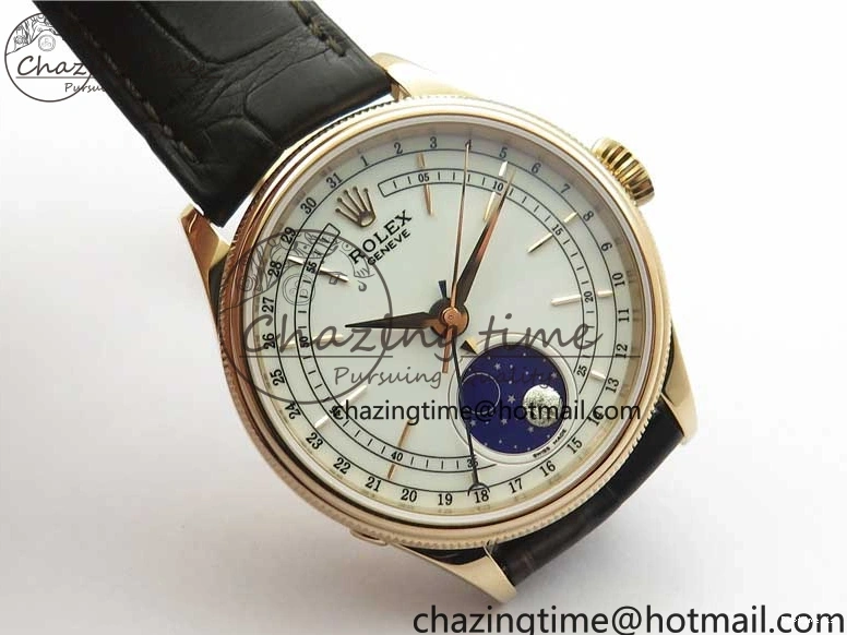 1229 Cellini 50535 Moonphase RG GMF Best Edition White Dial on Brown Leather Strap A Lightweight 2634